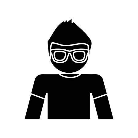 avatar man with glasses icon over white background vector illustrationのイラスト素材
