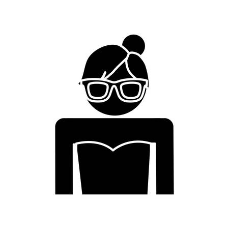 avatar woman with glasses icon over white background vector illustrationのイラスト素材