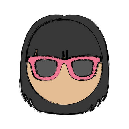 woman face with glasses icon over white background colorful design vector illustrationのイラスト素材