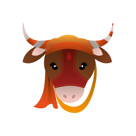 Indian sacred cow cartoon icon vector illustration graphic designのイラスト素材
