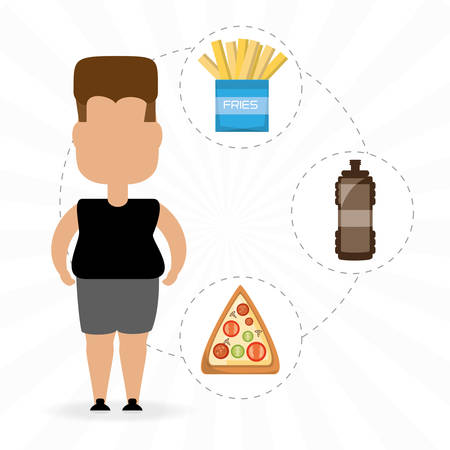 person fat for eat fast food vector illustrationのイラスト素材