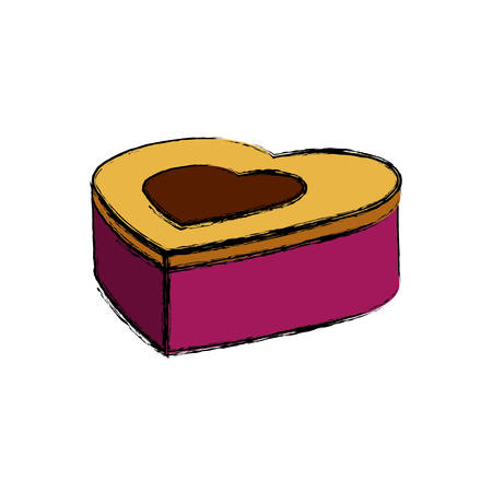carton box in heart shape icon over white background colorful design vector illustrationのイラスト素材