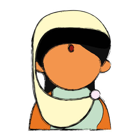 Indian woman cartoon vector illustration graphic designのイラスト素材