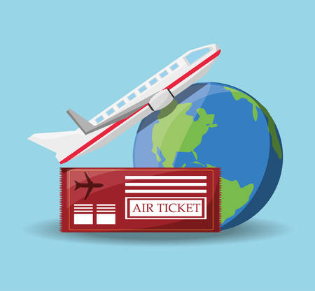 air tiket to travel for the world in airplane vector illustrationのイラスト素材