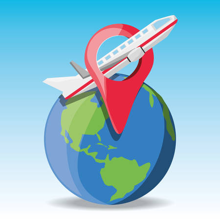 airplanet with ubication symbol to travel vector illustrationのイラスト素材