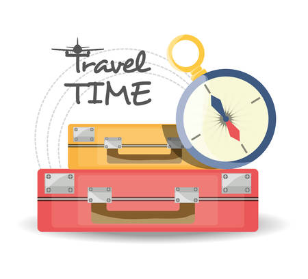 bag with important thing and alarm clock vector illustrationのイラスト素材