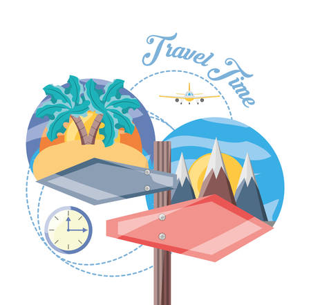 Destination of travel in he beach and snowy vector illustrationのイラスト素材