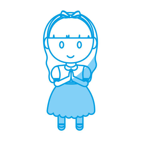 girl with pray expression icon over white background vector illustrationのイラスト素材