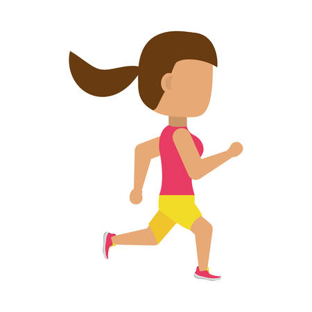 Woman running cartoon icon vector illustration graphic designのイラスト素材