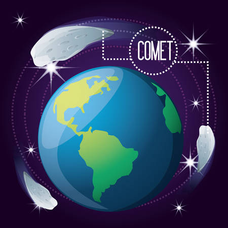 earth planet with comet around vector illustrationのイラスト素材
