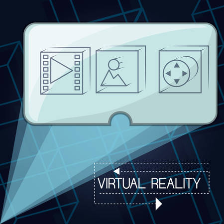 virtual reality game with futuristic technology innovation vector illustrationのイラスト素材