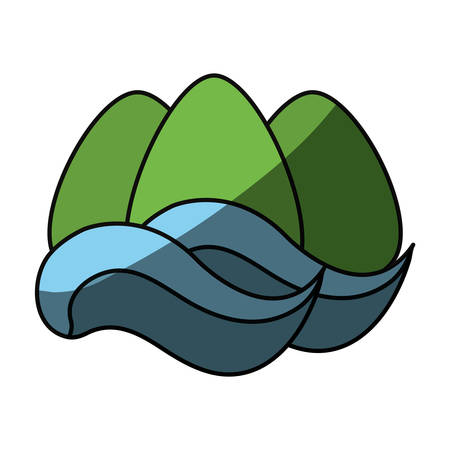 Mountains and clouds landscape icon vector illustration graphic designのイラスト素材