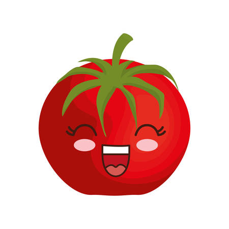 Kawaii tomato icon over white background colorful design vector illustrationのイラスト素材