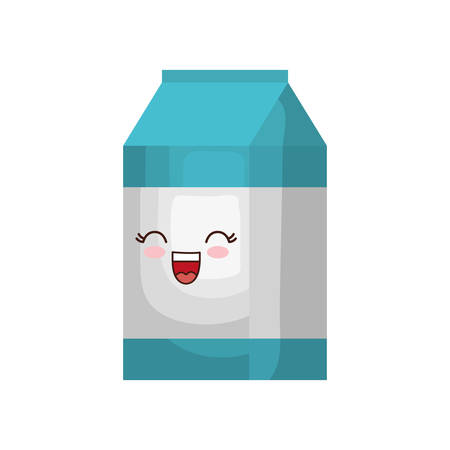 Kawaii milk box icon over white background colorful design vector illustrationのイラスト素材