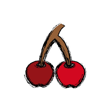 cherry fruit icon over white background colorful design  vector illustrationのイラスト素材