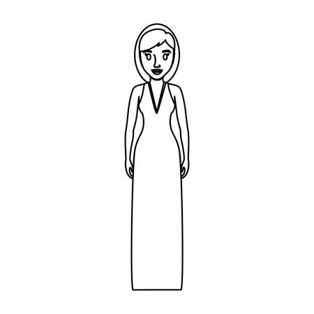 Cartoon woman wearing a elegant dress icon over white background vector illustrationのイラスト素材