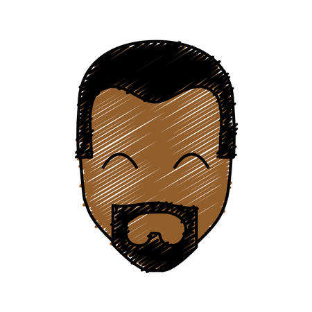 cartoon happy man face icon over white background colorful design vector illustrationのイラスト素材