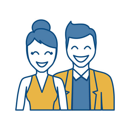 Happy couple icon over white background colorful design vector illustrationのイラスト素材