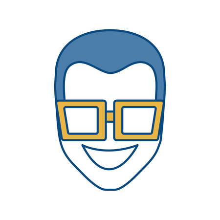 hipster man with glasses icon over white background colorful design vector illustrationのイラスト素材