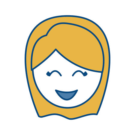 Cartoon happy woman face icon over white background vector illustrationのイラスト素材