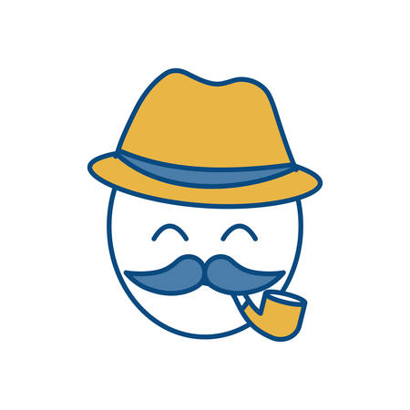 Man with mustache and pipe icon over white background colorful design vector illustrationのイラスト素材