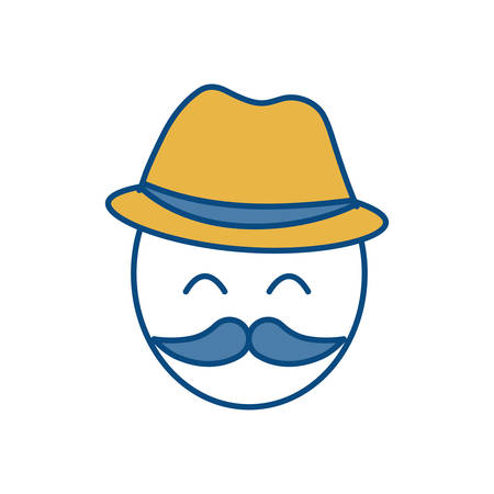 A man wearing a vintage hat icon over white background colorful design  vector illustration.のイラスト素材