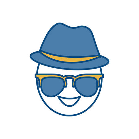 A man with glasses and hat icon over white background colorful design vector illustration.のイラスト素材