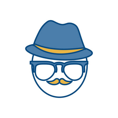 man with glasses and hat icon over white background colorful design vector illustrationのイラスト素材