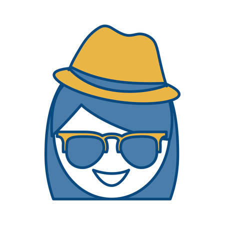 woman with glasses and hat icon over white background colorful design vector illustrationのイラスト素材