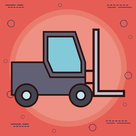 forklift truck icon over red background colorful design vector illustrationのイラスト素材