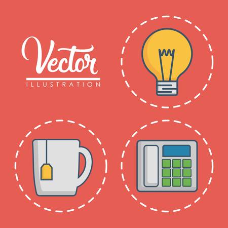 office elements related icons over red background colorful design vector illustrationのイラスト素材