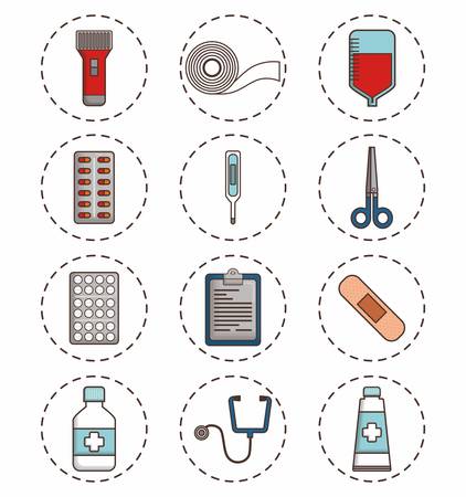 first aid related icons over background colorful design vector illustrationのイラスト素材