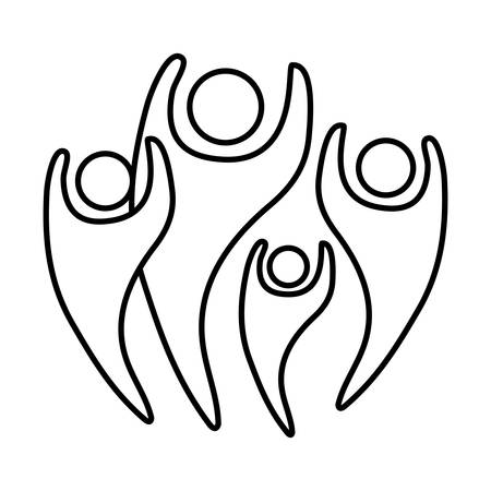 Abstract human figures with hands raised icon over white background vector illustrationのイラスト素材