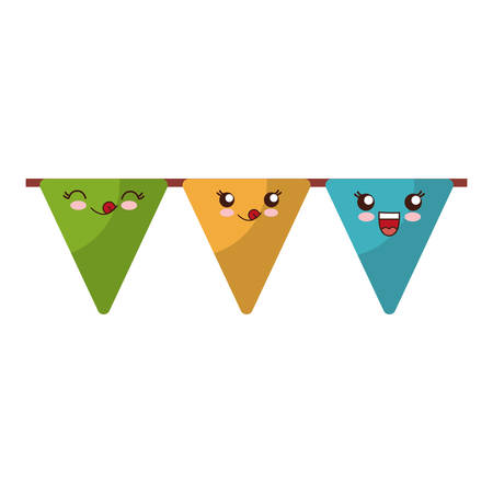 kawaii decorative pennants icon over white background colorful design vector illustrationのイラスト素材