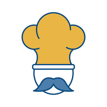 man with mustache and chef hat icon over white background vector illustrationのイラスト素材
