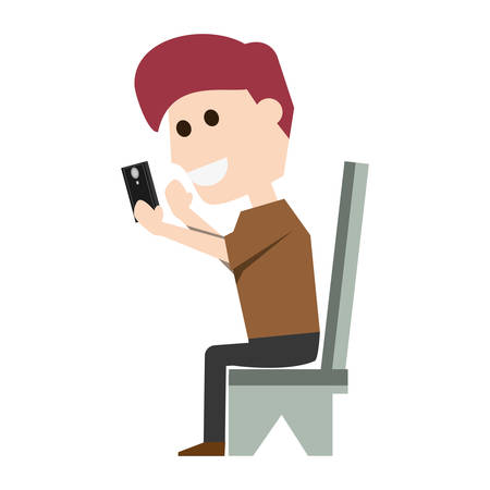Young man with smartphone cartoon icon vector illustration graphic designのイラスト素材
