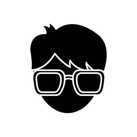 man with glasses icon over white background vector illustrationのイラスト素材