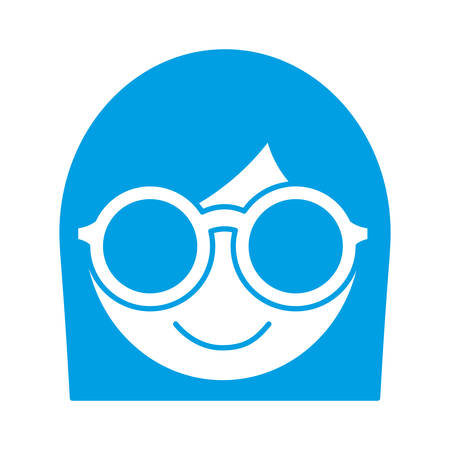Woman with glasses icon over white background vector illustrationのイラスト素材
