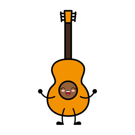 kawaii guitar icon over white background vector illustrationのイラスト素材