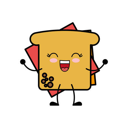 kawaii sandwich icon over white background vector illustrationのイラスト素材