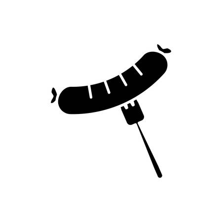 fork with sausage icon over white background vector illustrationのイラスト素材