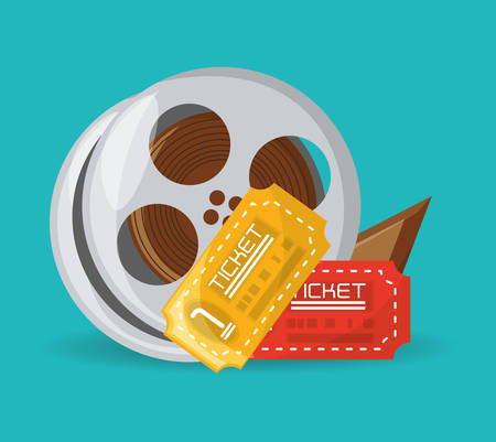 Reel filmstrip with tickets to short film vector illustrationのイラスト素材