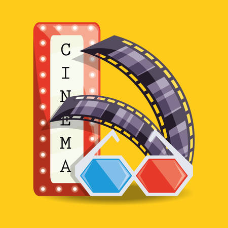cinema with filmstrip and 3d glasses design vector illustrationのイラスト素材
