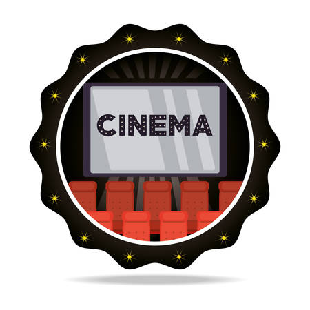 emblem cinema short film with chairs vector illustrationのイラスト素材