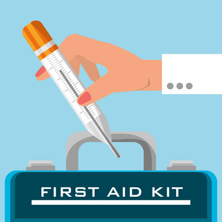 suitcase first aid kit with medical tools vector illustrationのイラスト素材