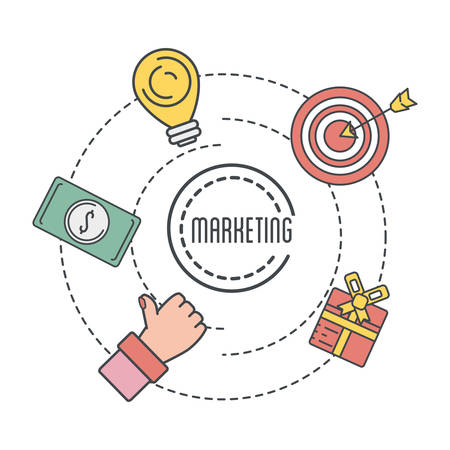 mearketing business icons with corporate information vector illustrationのイラスト素材