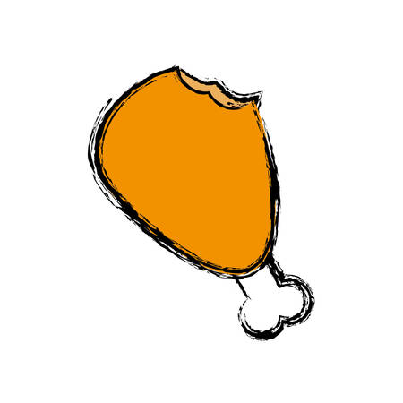 A chicken leg icon over white background vector illustration.のイラスト素材