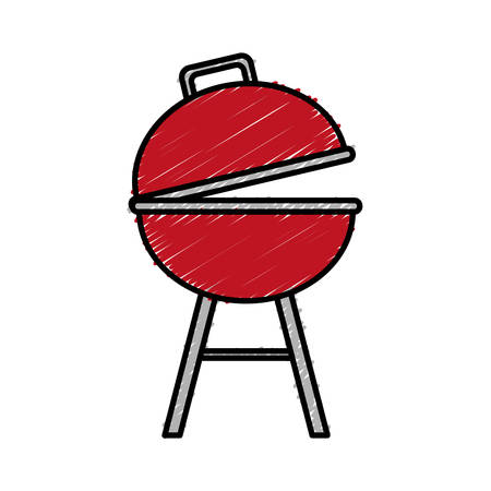 barbecue grill icon over white background vector illustrationのイラスト素材