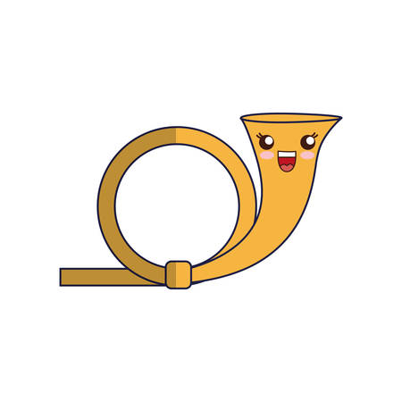 kawaii french horn icon over white background vector illustrationのイラスト素材