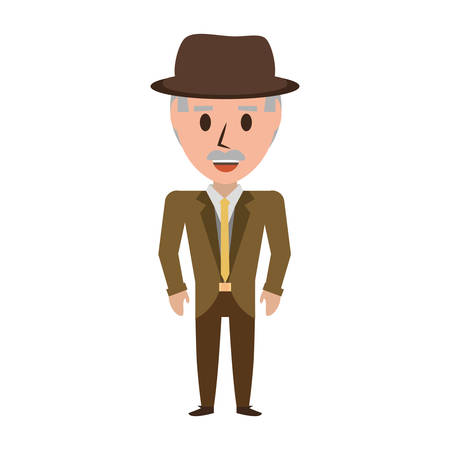 Retro Old man cartoon icon vector illustration graphic designのイラスト素材